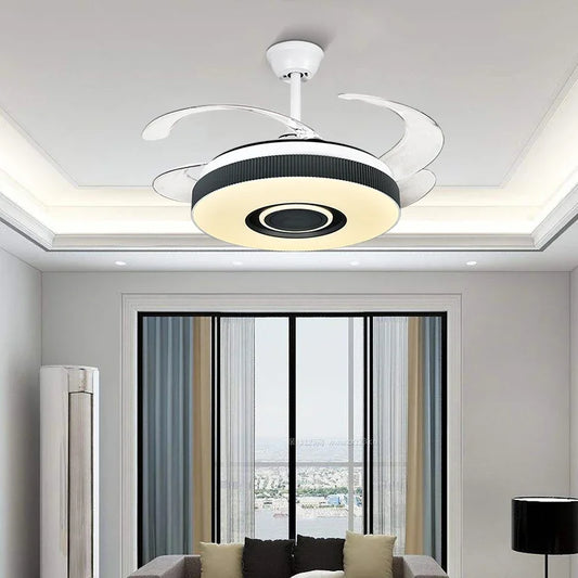 Artfan Retractable Ceiling Fan Chandelier with Remote Control and Invisible LED Lights
