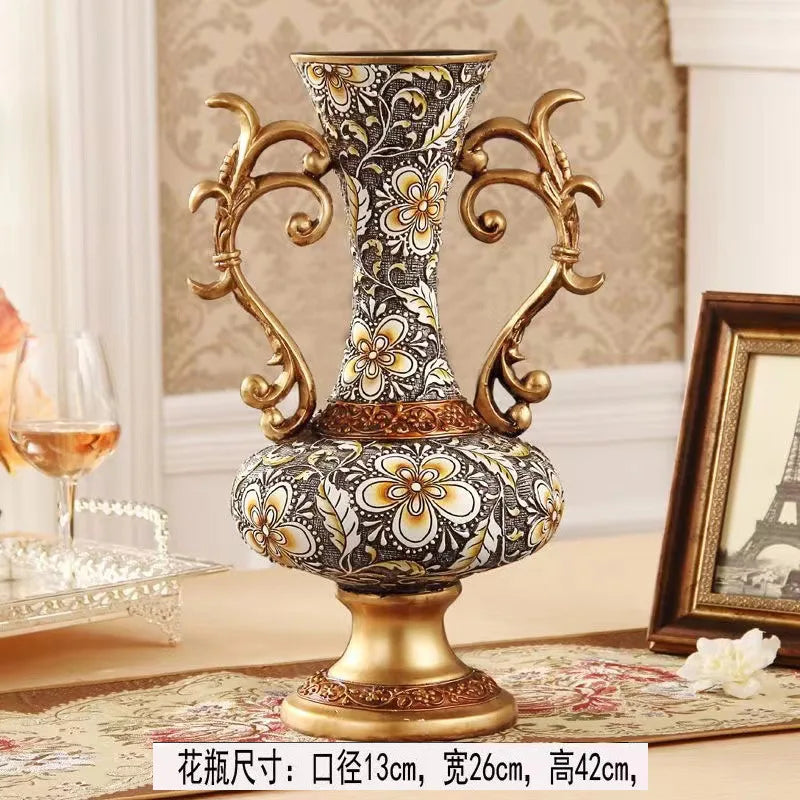 Artfan Resin Vase Dried Flowers Arrangement for Living Room Decor