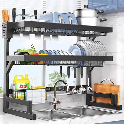 Artfan 2-Layer Over Sink Dish Drying Rack & Utensil Holder Organizer