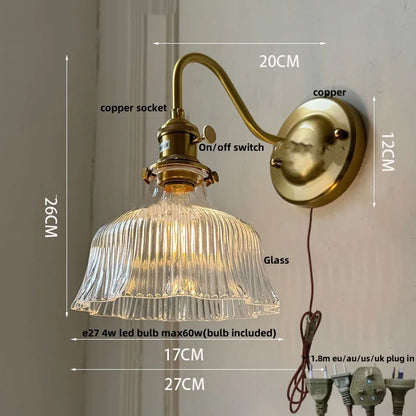 Artfan Amber Glass Wall Sconce Vintage Loft LED Vanity Light Fixture