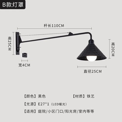 Artfan lighting Black LED Swing Arm Wall Lamp for Outdoor Decor in Bedroom, Balcony & Aisle