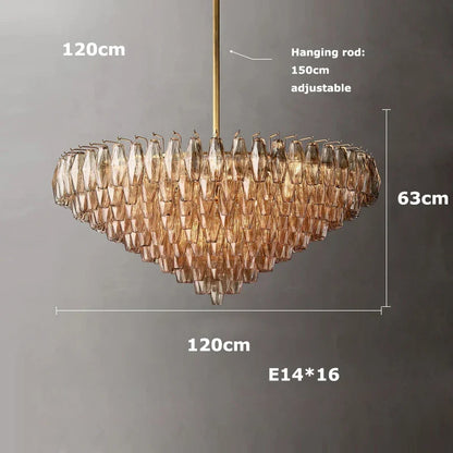 Artfan Art Deco Glass Shade Brass LED Chandelier - Luxury Black Dining Room Ceiling Light