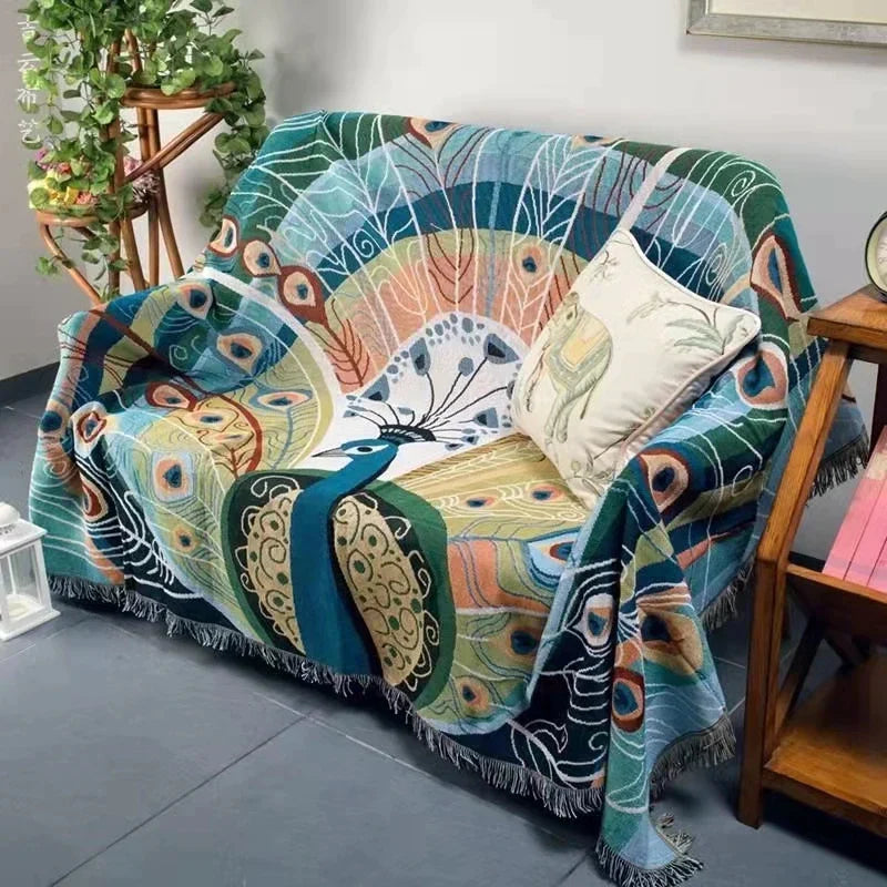 Artfan Animal Pattern Throw Blanket - Stylish Sofa Cover with Tassels