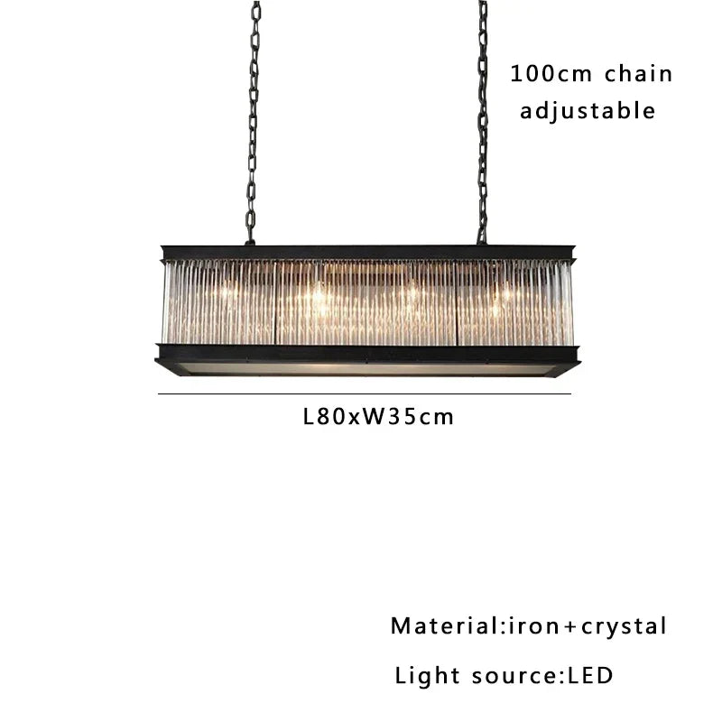 Artfan lighting Black Crystal Glass Rectangle Chandeliers for Dining Room - Luxury Retro Hanglamp