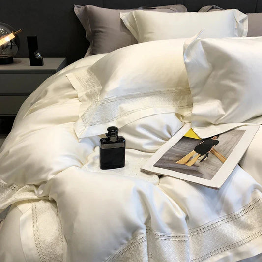 Artfan 1000TC Lyocell Fibre Bedding Set with Broadside Embroidery - Soft, Silky & Pure Color
