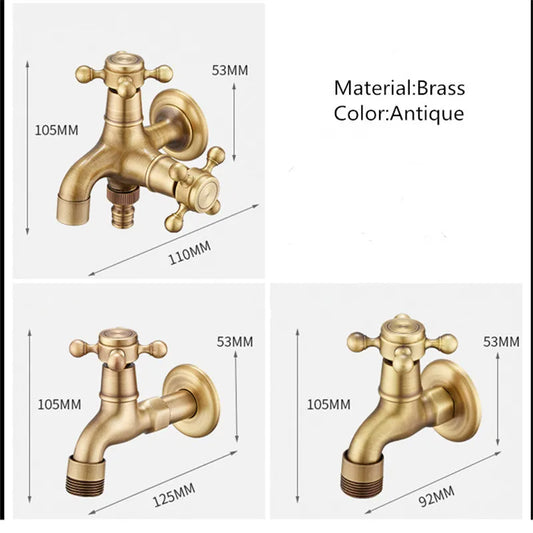 Artfan Antique Brass Garden Bibcocks Single Cold Tap Faucet for Outdoor Use