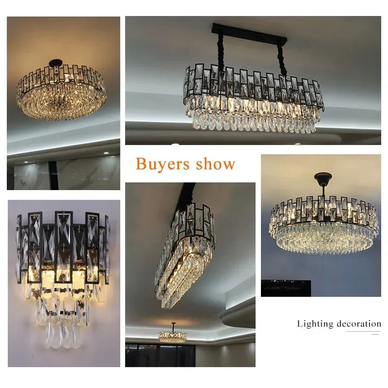 Artfan lighting Black Crystal LED Chandelier for Living Room, Dining Room, Kitchen, Bedroom