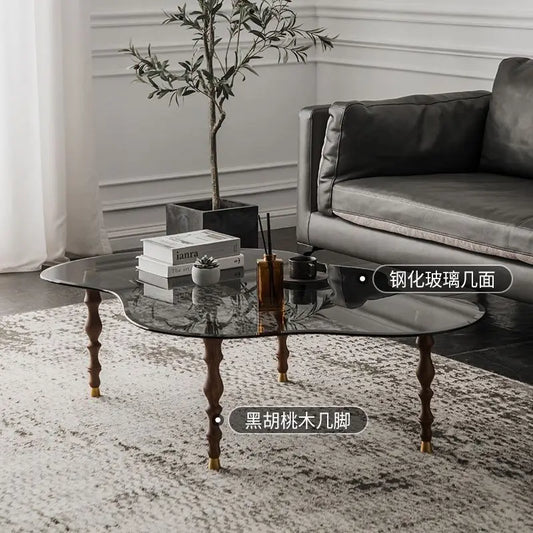 Artfan 80*40cm Solid Wood Peanut-Shaped Coffee Table for Living Room
