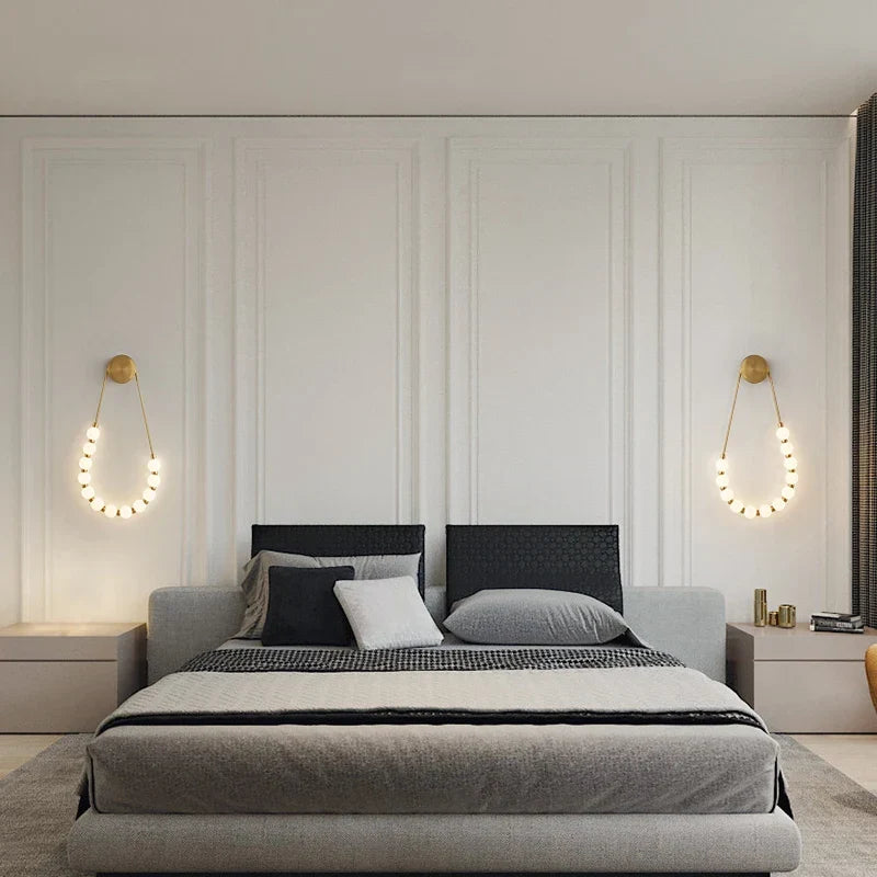 Artfan lighting Black Gold LED Her Necklace Wall Lamp Sconce for Bedroom & Corridor