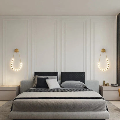 Artfan lighting Black Gold LED Her Necklace Wall Lamp Sconce for Bedroom & Corridor