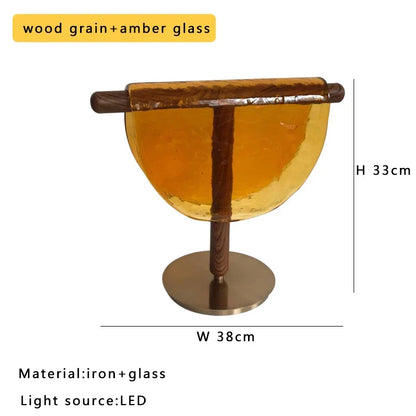 Artfan Amber Glass Table Lamp: Nordic Minimalist LED Nightstand Decor