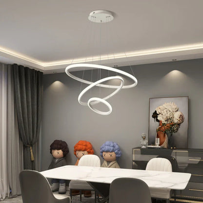 Artfan lighting Black Ring LED Pendant Chandelier for Living Room, Dining Room, Kitchen