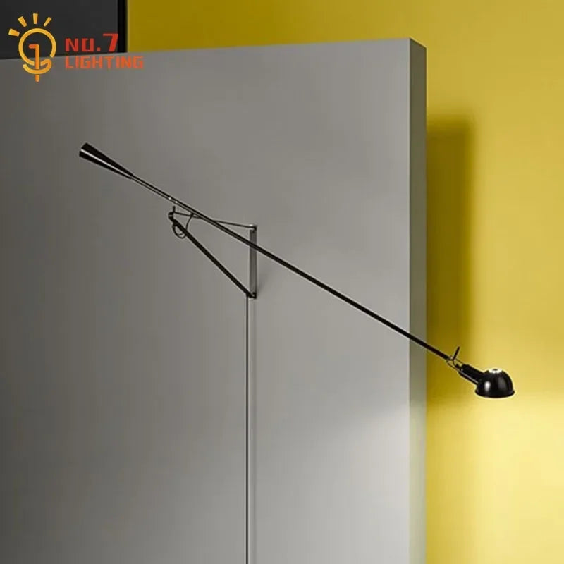 Artfan Adjustable LED Wall Lamp Swing Arm Modern Light Fixture Black/White for Living Room