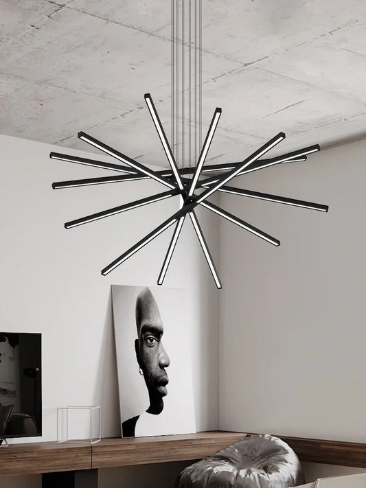 Artfan lighting Black Nordic Minimalist Chandelier for Living Room, Staircase, and Restaurant Lighting