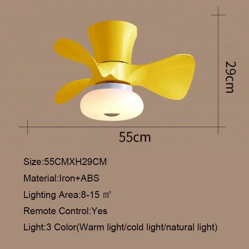 Artfan 22 Inch Smart Ceiling Fans with Wood Color and Colorful Light