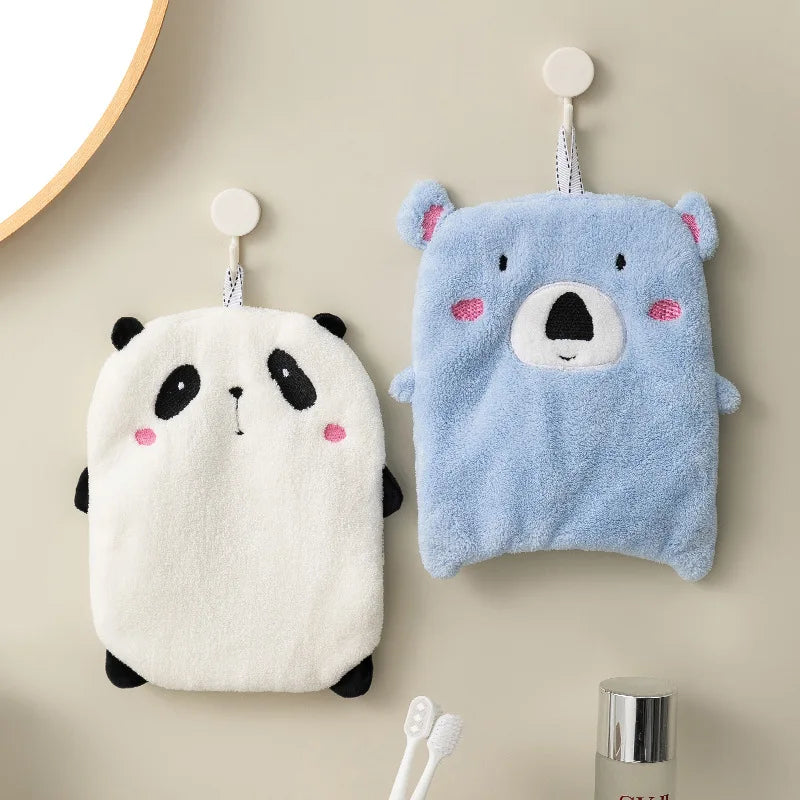 Artfan Animal Hand Towel Set - Cute Panda Koala Child Terry Towels with Hanging Loops
