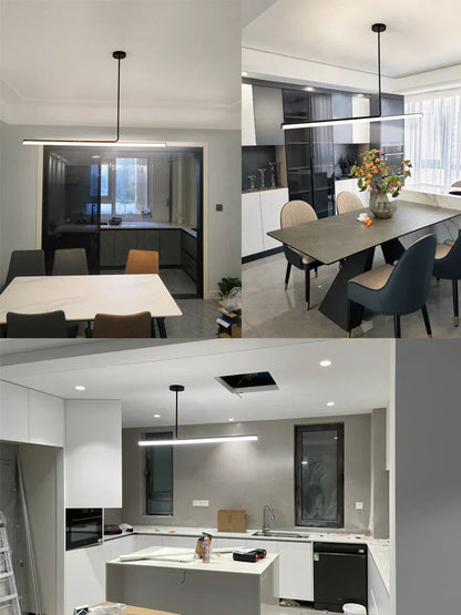 Artfan lighting Black LED Chandelier: Modern Dimmable Pendant Lights for Dining Room & Kitchen.