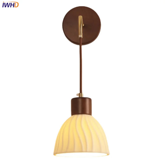 Artfan Adjustable LED Wall Light Fixture with Ceramic Wood Base for Home Decor