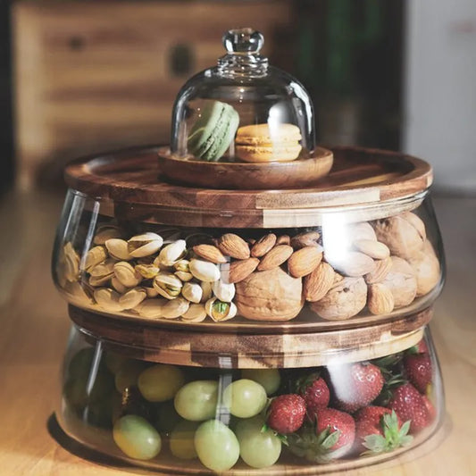 Artfan Glass Food Storage Containers with Wooden Lid | Stylish Kitchen Organizer