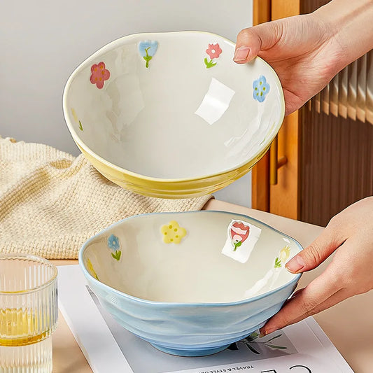 Artfan 7" Hand-Painted Ceramic Ramen Bowl - Large Noodle Bowl for Home & Restaurant