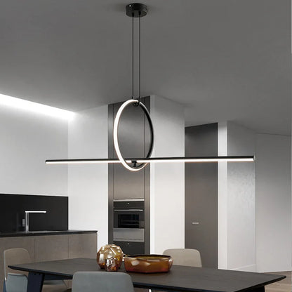 Artfan lighting Black LED Ceiling Chandelier with Remote Control for Modern Minimalist Home Decor