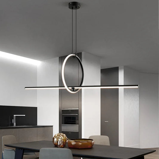 Artfan lighting Black LED Ceiling Chandelier with Remote Control for Modern Minimalist Home Decor