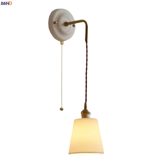 Artfan Adjustable LED Wall Sconce Lamp Stripe Ceramic Copper Mirror Bedside