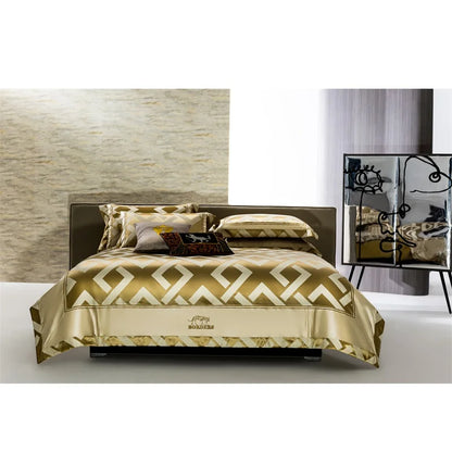 Artfan American Jacquard Brocade & Egyptian Cotton Embroidered Bedding Set with Pillowcase