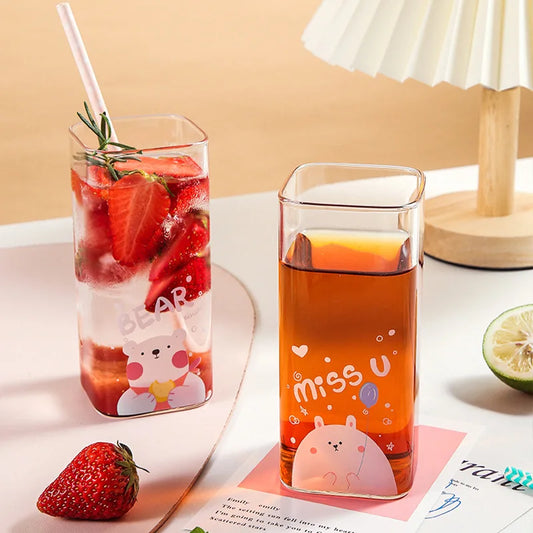 Artfan 400ML Colorful Pattern Glass Coffee Mug for Milk, Beer, Tea, and More