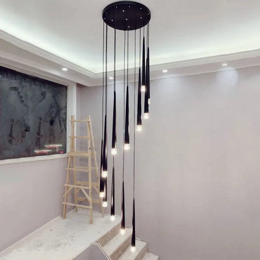 Artfan lighting Black LED Ceiling Chandelier: Stylish Staircase Lighting for Home Decor & Living Room