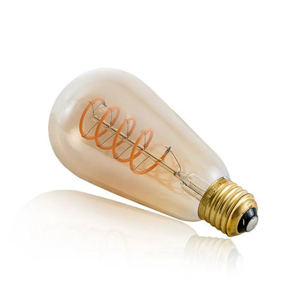 Artfan Amber Warm LED Spiral Filament Bulb E27 Vintage Edison 4W 2300K ST64 Bulb