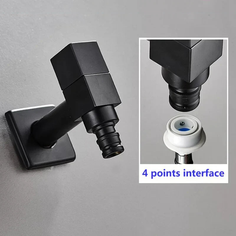 Artfan lighting Black Wall Mount Washing Machine Tap - Garden Outdoor Bathroom Water Faucet