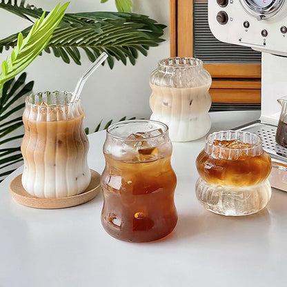 Artfan 650ml Latte Ribbed Cocktail Glass Set, Nordic Style Phnom Penh Water Juice Cup