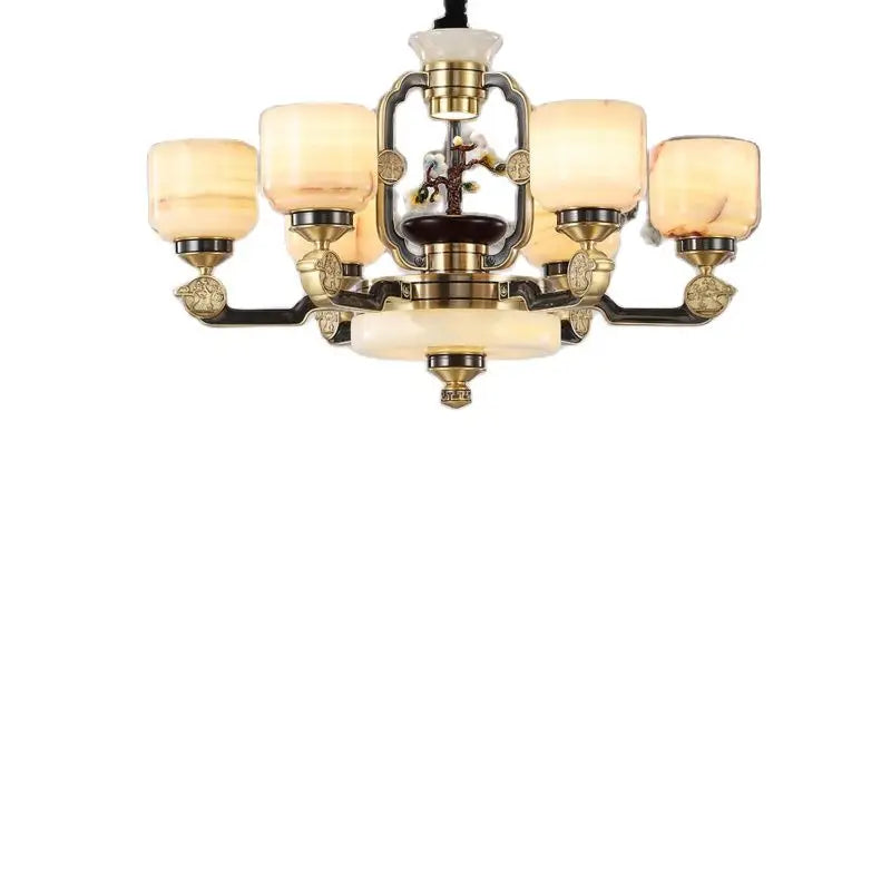 Artfan All Copper Jade Chandelier for Living Room, Villa Duplex Multi-storey Lighting