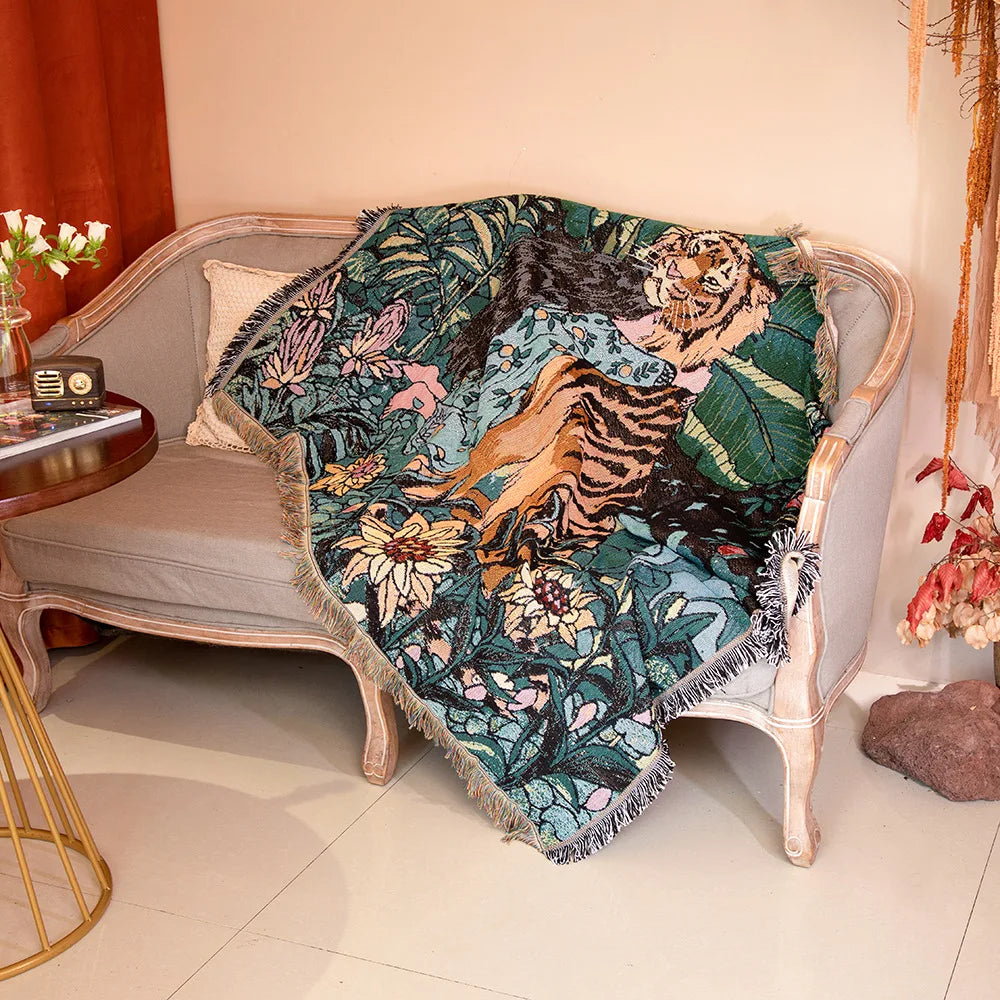 Artfan 3D Print Tiger Linen Blanket: Soft Warm Throw & Tapestry