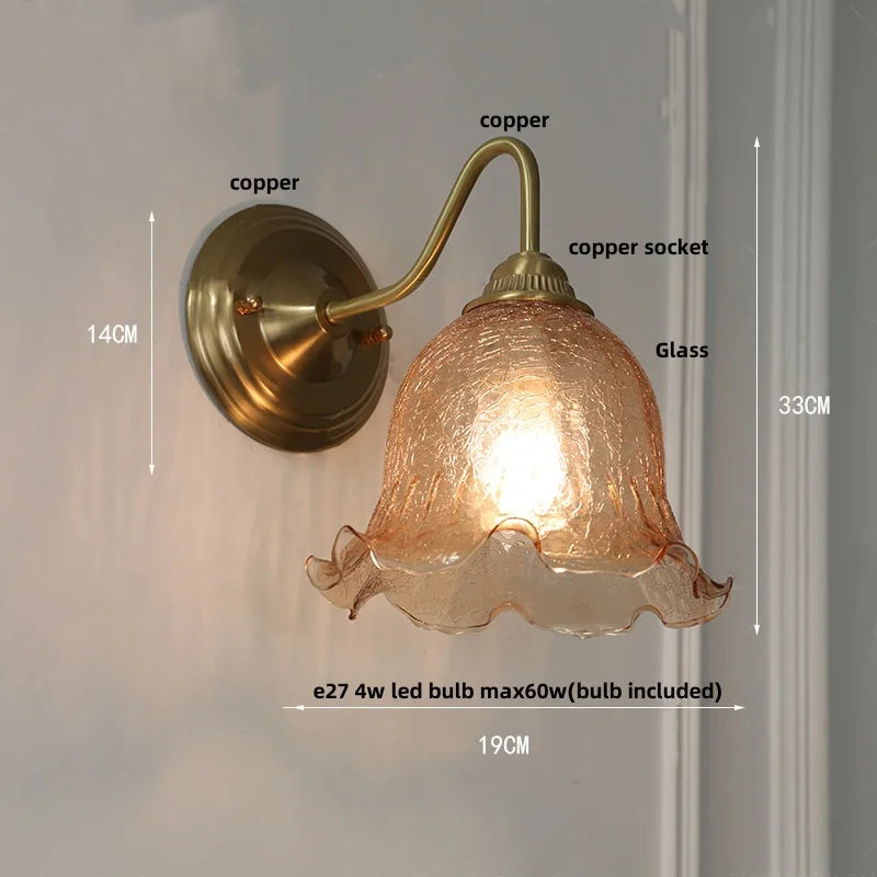 Artfan Amber Glass Wall Sconce Vintage Loft LED Vanity Light Fixture