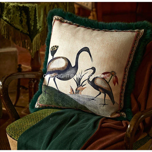 Artfan lighting Birds Floral Print Cushion Cover with Tassels 50x50cm