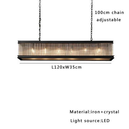 Artfan lighting Black Crystal Glass Rectangle Chandeliers for Dining Room - Luxury Retro Hanglamp