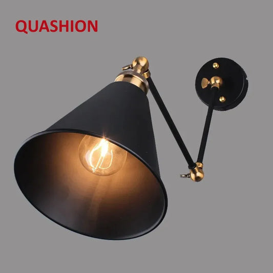 Artfan lighting Black Umbrella Lampshade Adjustable Wall Lights for Cafe, Study & Living Room