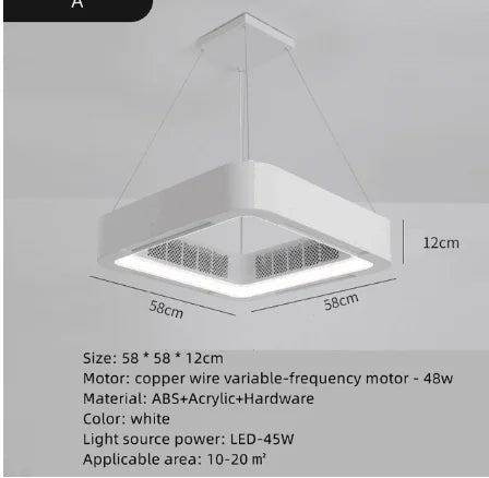 Artfan lighting Bladeless Ceiling Fan Light Remote Control LED Circulator for Bedroom Living Room