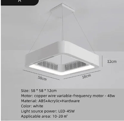 Artfan lighting Bladeless Ceiling Fan Light Remote Control LED Circulator for Bedroom Living Room