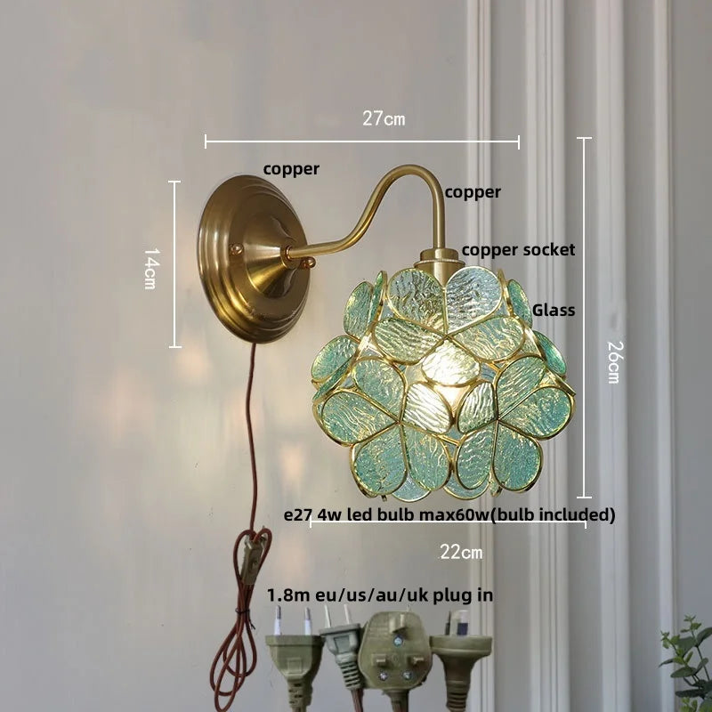 Artfan Amber Glass Wall Sconce Vintage Loft LED Vanity Light Fixture