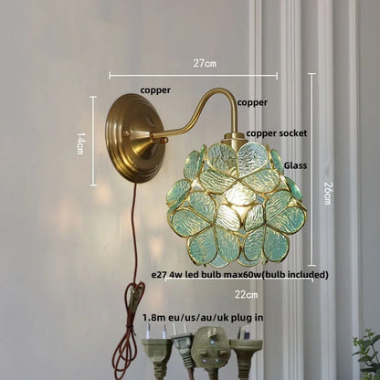 Artfan Amber Glass Wall Sconce Vintage Loft LED Vanity Light Fixture