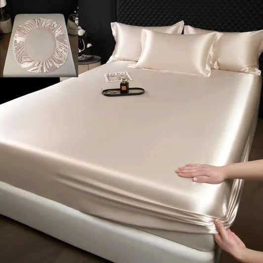 Artfan 100% Mulberry Silk Fitted Sheet Set with Pillowcase - Luxury Solid Color Silk Bed Linen