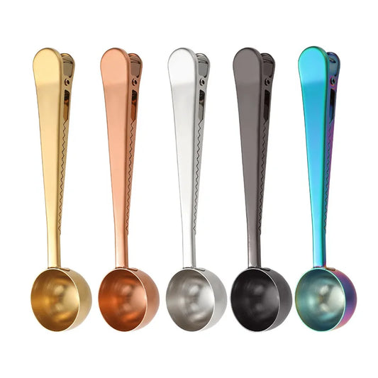 Artfan 2-in-1 Stainless Steel Coffee Spoon & Sealing Clip - Gold Kitchen Accessory