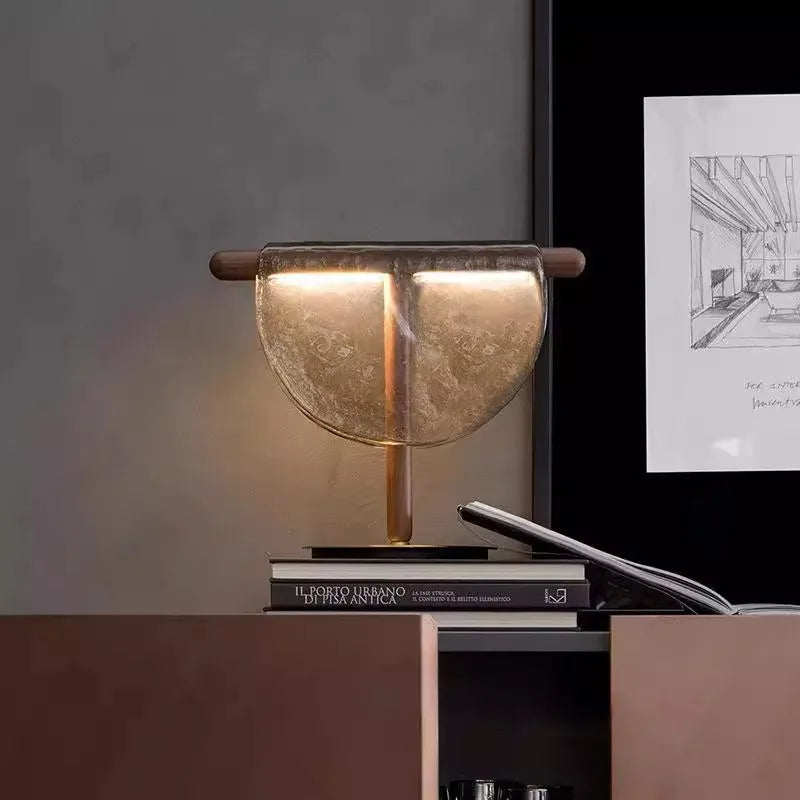 Artfan Amber Glass Table Lamp: Nordic Minimalist LED Nightstand Decor