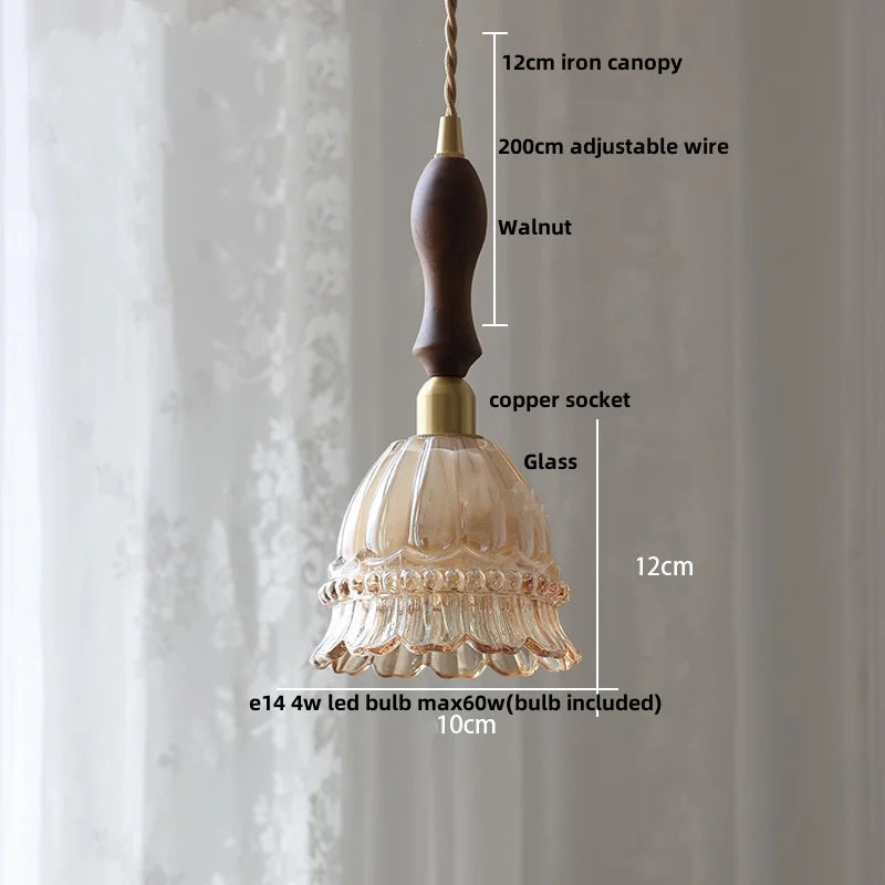 Artfan Amber Glass LED Pendant Light - Nordic Modern Balcony Foyer Coffee Wall Lamp