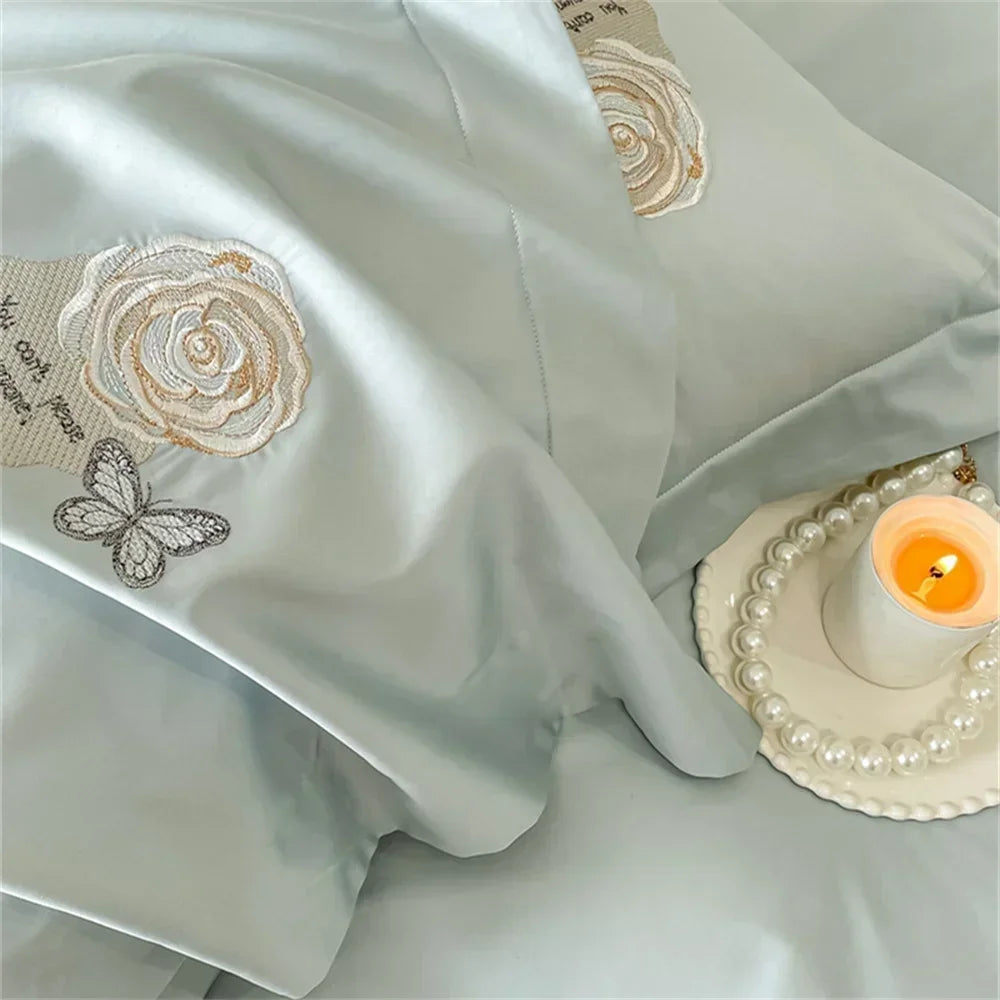 Artfan lighting Blue Butterfly Flower 600TC Egyptian Cotton Duvet Cover Set