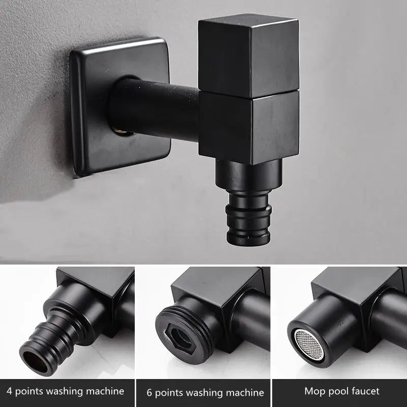 Artfan lighting Black Wall Mount Washing Machine Tap - Garden Outdoor Bathroom Water Faucet