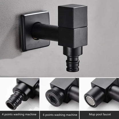 Artfan lighting Black Wall Mount Washing Machine Tap - Garden Outdoor Bathroom Water Faucet